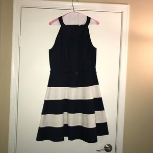 Eliza J Blue and White Striped Hang Neck Dress